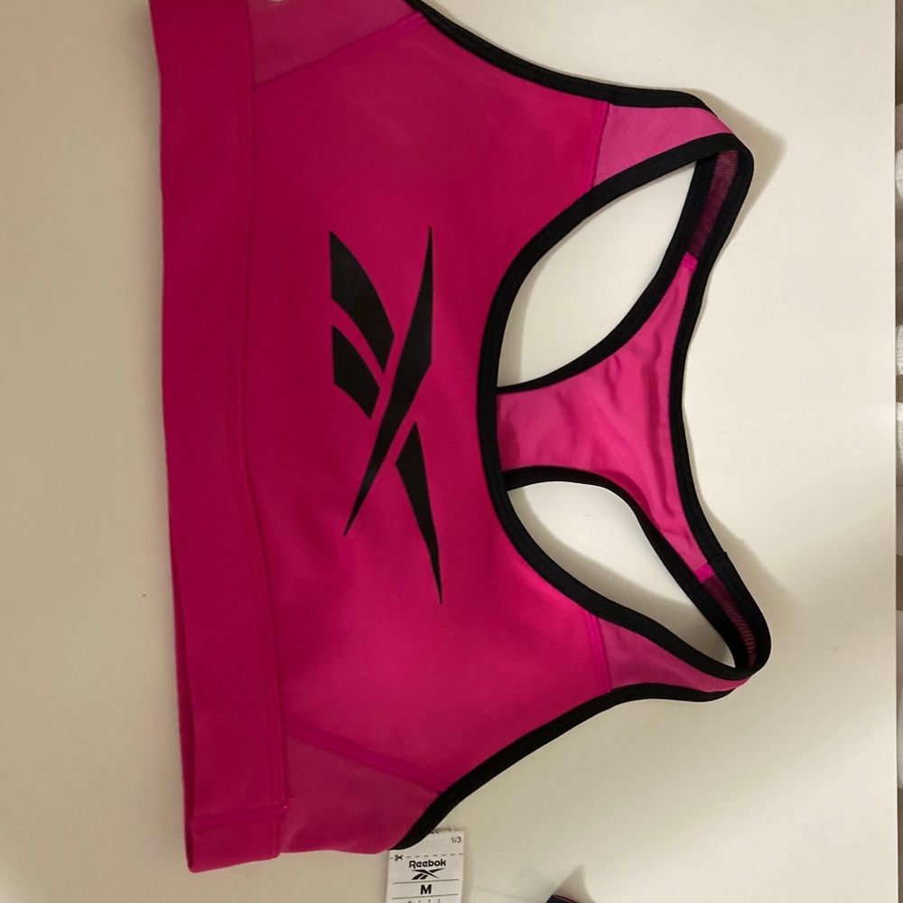 Reebok medium impact pink sports bra